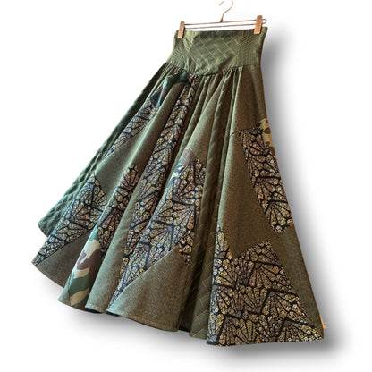 roi Kimono Mix Long Skirt | Reconstructed Japanese Fabric | Women | One-of-a-Kind | OLD FLIP