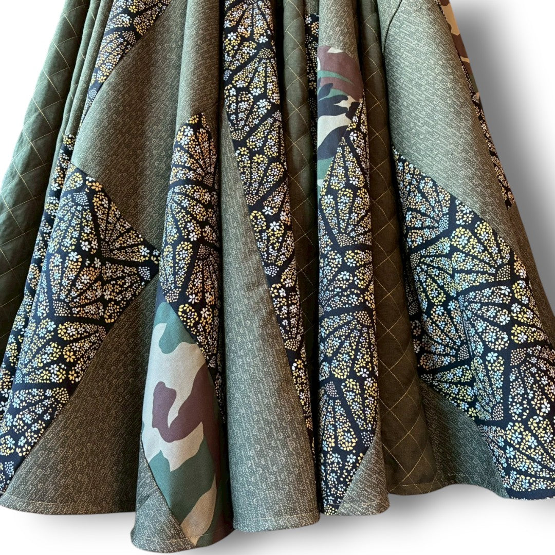 roi Kimono Mix Long Skirt | Reconstructed Japanese Fabric | Women | One-of-a-Kind | OLD FLIP