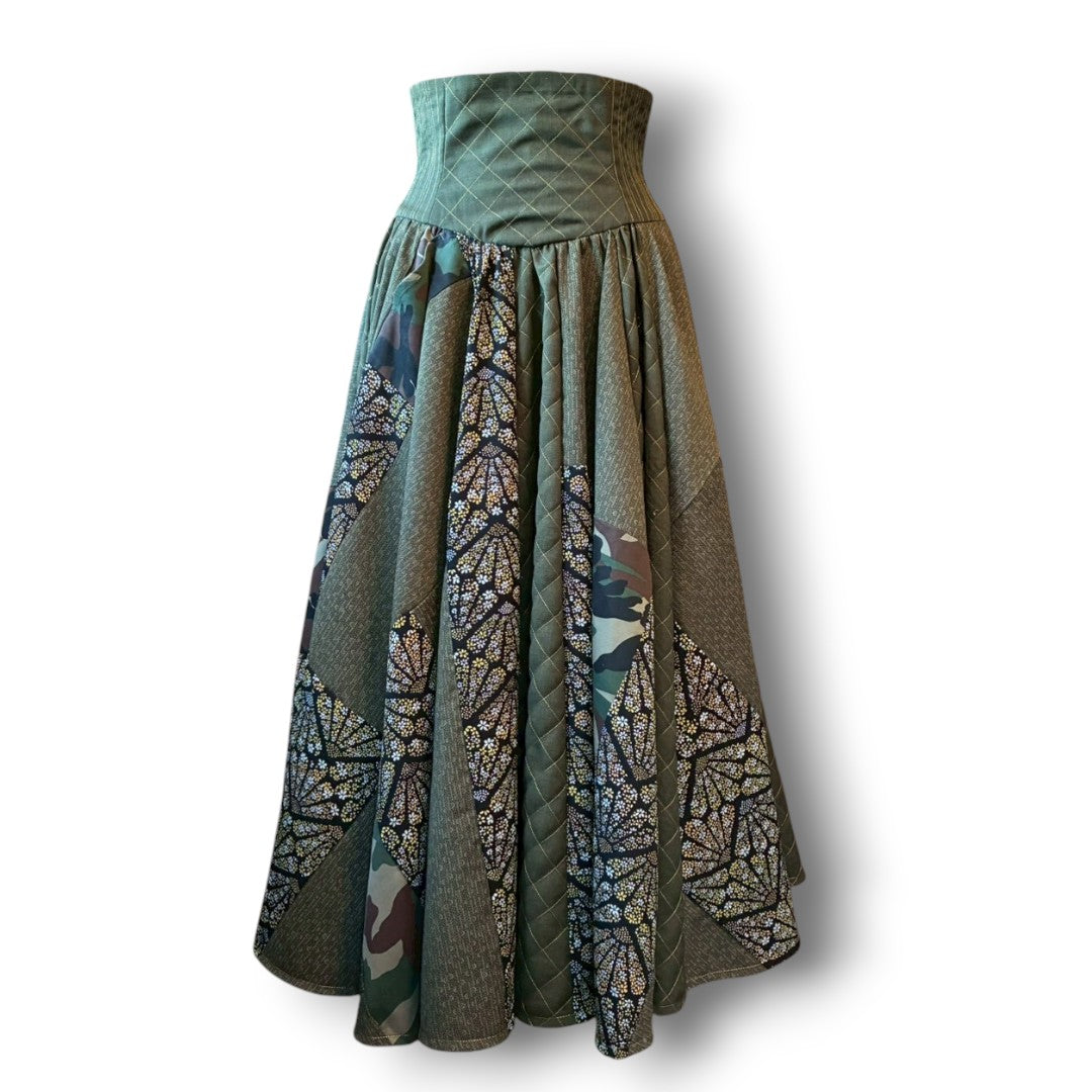 roi Kimono Mix Long Skirt | Reconstructed Japanese Fabric | Women | One-of-a-Kind | OLD FLIP