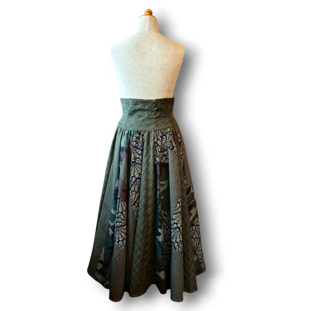 roi Kimono Mix Long Skirt | Reconstructed Japanese Fabric | Women | One-of-a-Kind | OLD FLIP