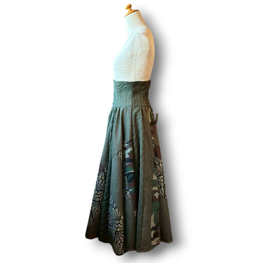 roi Kimono Mix Long Skirt | Reconstructed Japanese Fabric | Women | One-of-a-Kind | OLD FLIP