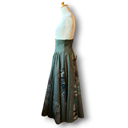 roi Kimono Mix Long Skirt | Reconstructed Japanese Fabric | Women | One-of-a-Kind | OLD FLIP