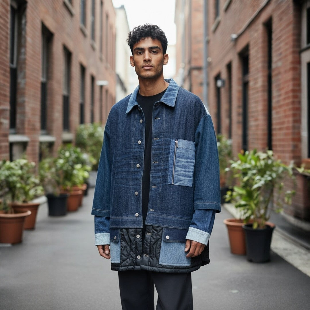 zivun Denim Layered Jacket Quilted Remake One-of-a-Kind – OLD FLIP