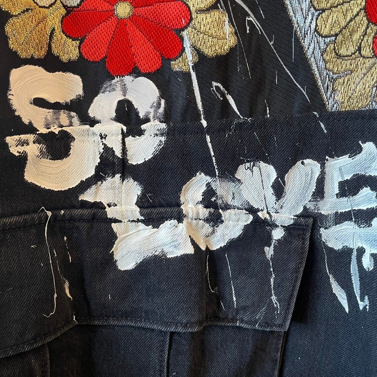 Leather coat, long coat, women's, men's, unisex, reconstructed, remade, denim, distressed, obi, paint, Ao Miyasaka recollect Ariake Garden store