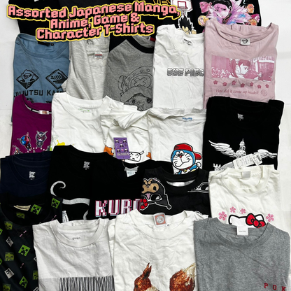 Japanese Manga Anime Game Character T-Shirt Assorted Lot 24pcs