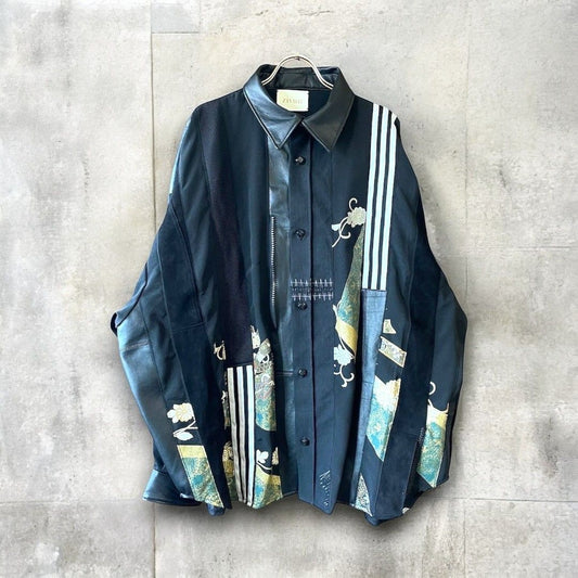 kimono rebuild shirt 有明ガーデンrecollect店 着物 シャツ オーバーサイズ 黒留袖 再構築 リメイク remake ks-0001