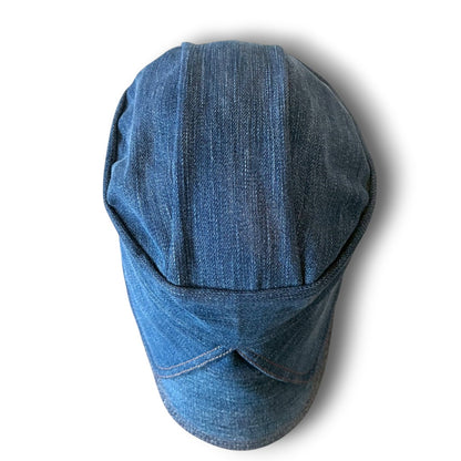 zivun × BLLIANT BLACK Remake Denim Cap | Structured Drape Design | Long Brim Work Cap | One-of-a-Kind | OLD FLIP