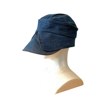zivun × BLLIANT BLACK Remake Denim Cap | Structured Drape Design | Long Brim Work Cap | One-of-a-Kind | OLD FLIP