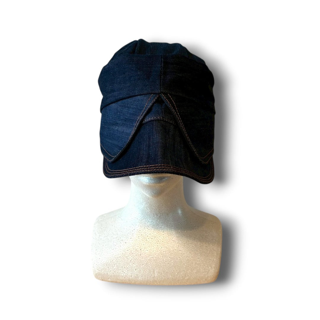 zivun × BLLIANT BLACK Remake Denim Cap | Structured Drape Design | Long Brim Work Cap deep blue | One-of-a-Kind | OLD FLIP
