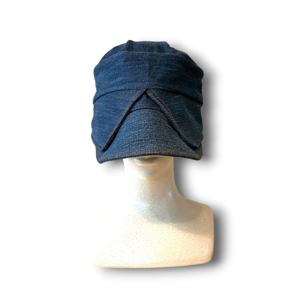 zivun × BLLIANT BLACK Remake Denim Cap | Structured Drape Design | Long Brim Work Cap | One-of-a-Kind | OLD FLIP