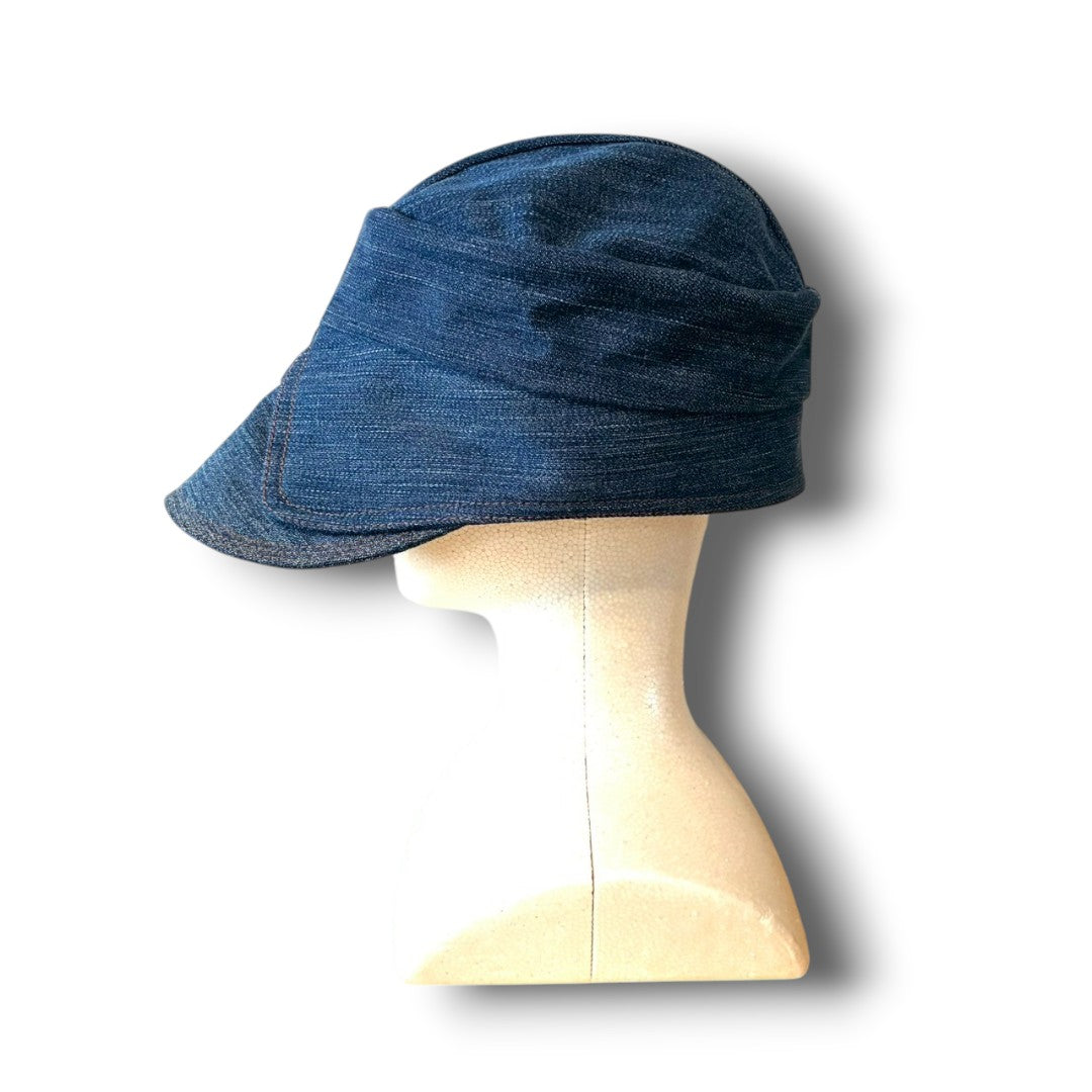 zivun × BLLIANT BLACK Remake Denim Cap | Structured Drape Design | Long Brim Work Cap | One-of-a-Kind | OLD FLIP