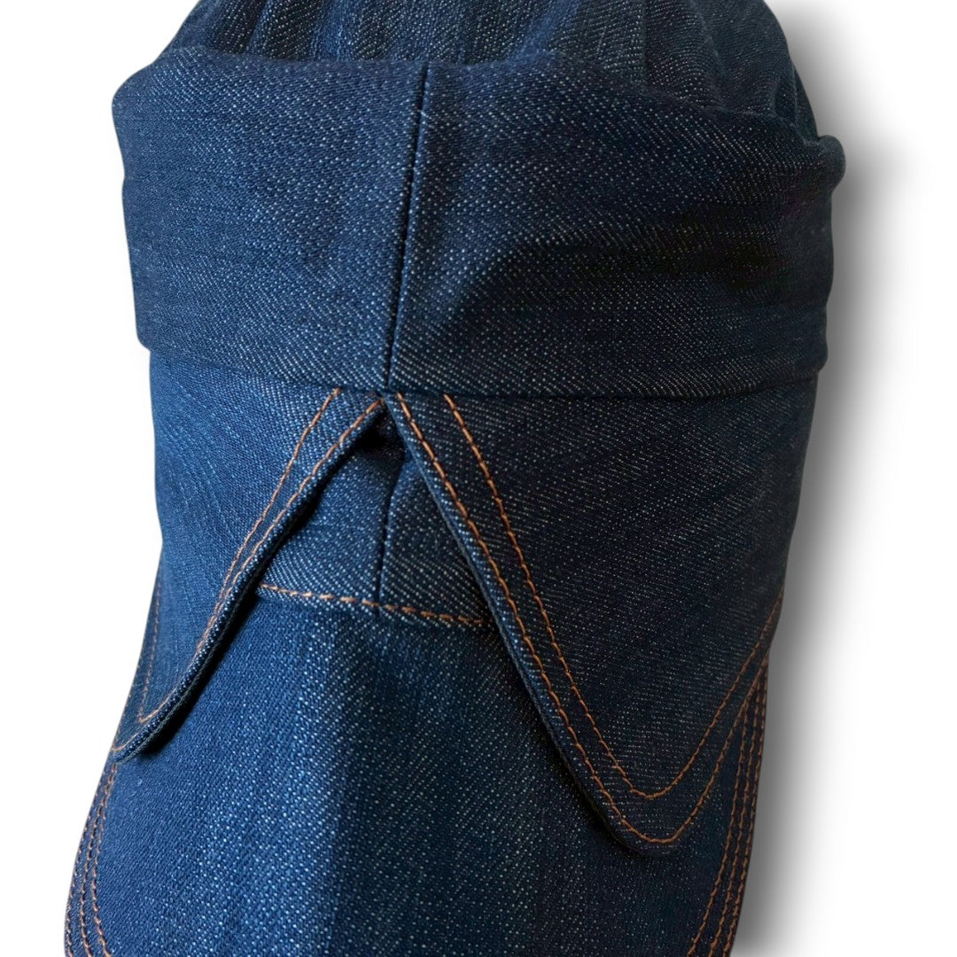 zivun × BLLIANT BLACK Remake Denim Cap | Structured Drape Design | Long Brim Work Cap deep blue | One-of-a-Kind | OLD FLIP