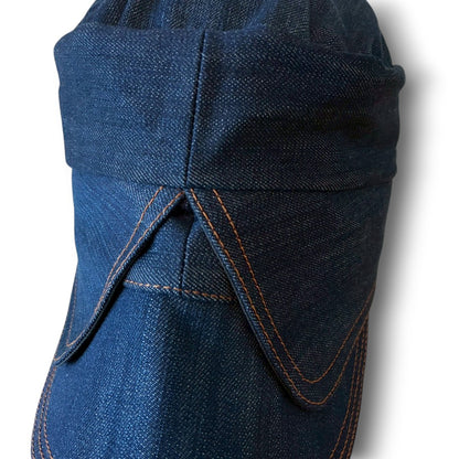 zivun × BLLIANT BLACK Remake Denim Cap | Structured Drape Design | Long Brim Work Cap deep blue | One-of-a-Kind | OLD FLIP