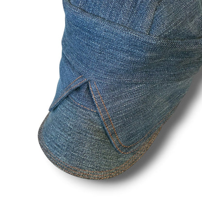 zivun × BLLIANT BLACK Remake Denim Cap | Structured Drape Design | Long Brim Work Cap | One-of-a-Kind | OLD FLIP