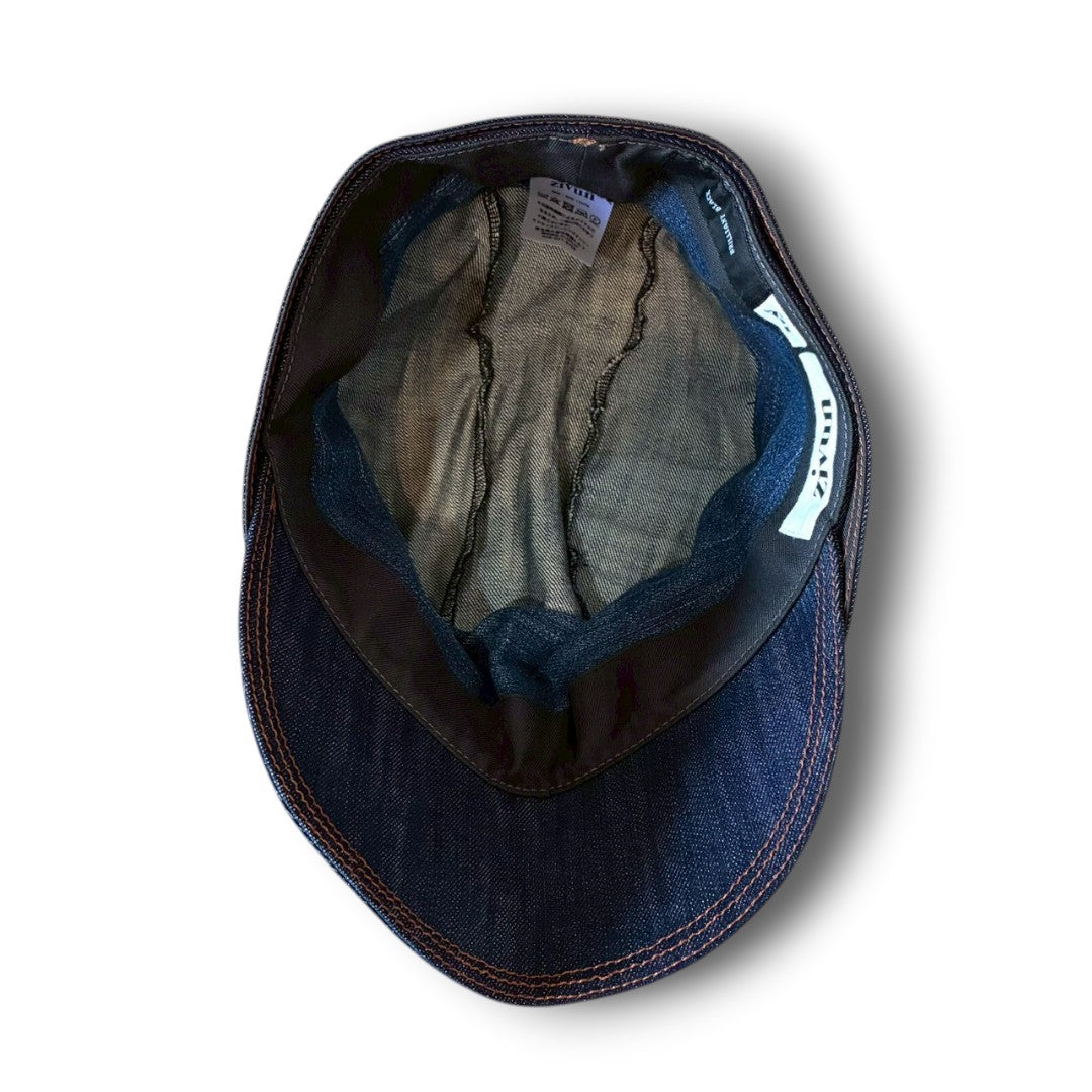 zivun × BLLIANT BLACK Remake Denim Cap | Structured Drape Design | Long Brim Work Cap deep blue | One-of-a-Kind | OLD FLIP