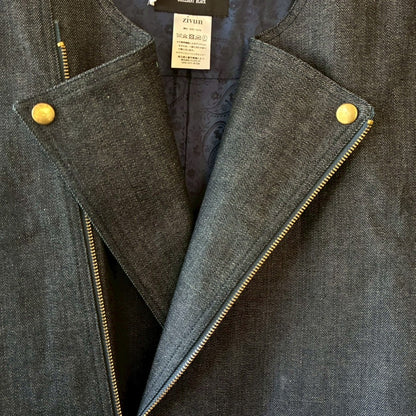 Denim Collarless Coat | Reconstructed Long Coat | Unisex | One-of-a-Kind | OLD FLIP