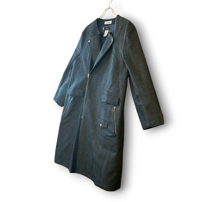 Denim Collarless Coat | Reconstructed Long Coat | Unisex | One-of-a-Kind | OLD FLIP