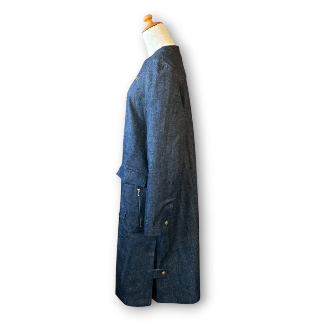Denim Collarless Coat | Reconstructed Long Coat | Unisex | One-of-a-Kind | OLD FLIP