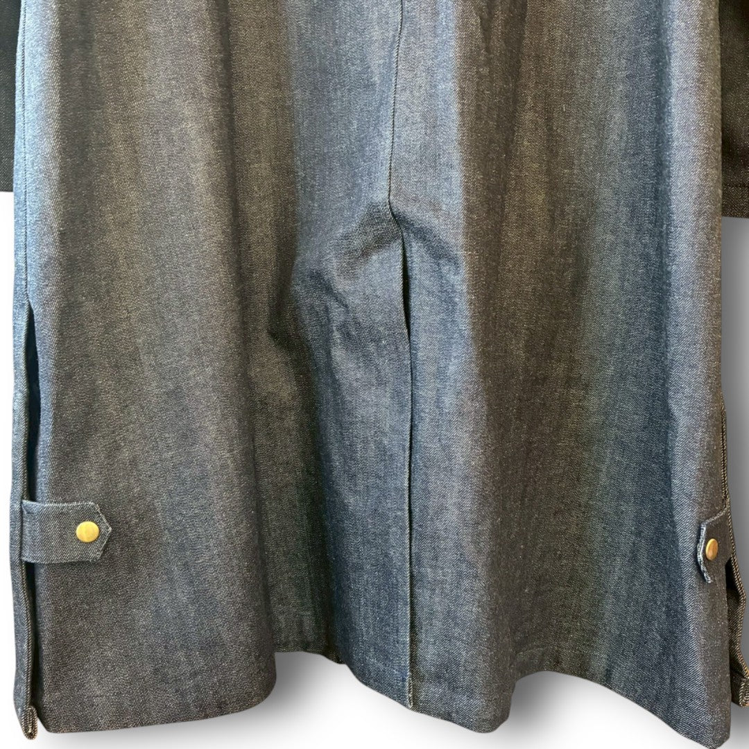 Denim Collarless Coat | Reconstructed Long Coat | Unisex | One-of-a-Kind | OLD FLIP