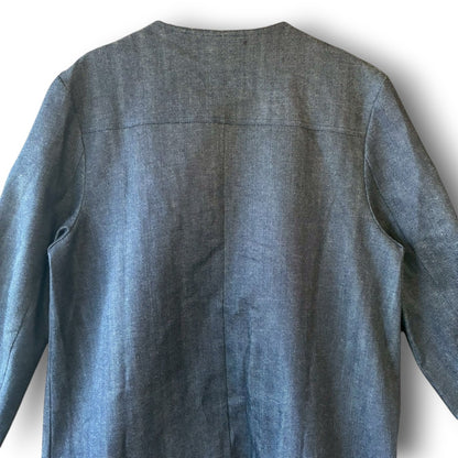 Denim Collarless Coat | Reconstructed Long Coat | Unisex | One-of-a-Kind | OLD FLIP