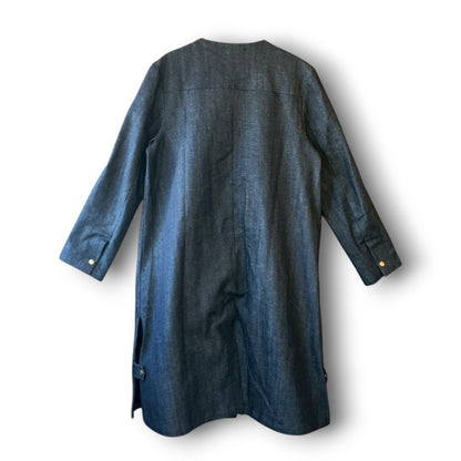 Denim Collarless Coat | Reconstructed Long Coat | Unisex | One-of-a-Kind | OLD FLIP