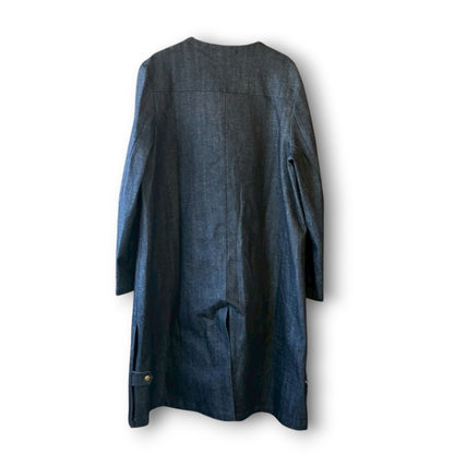 Denim Collarless Coat | Reconstructed Long Coat | Unisex | One-of-a-Kind | OLD FLIP