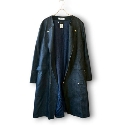 Denim Collarless Coat | Reconstructed Long Coat | Unisex | One-of-a-Kind | OLD FLIP