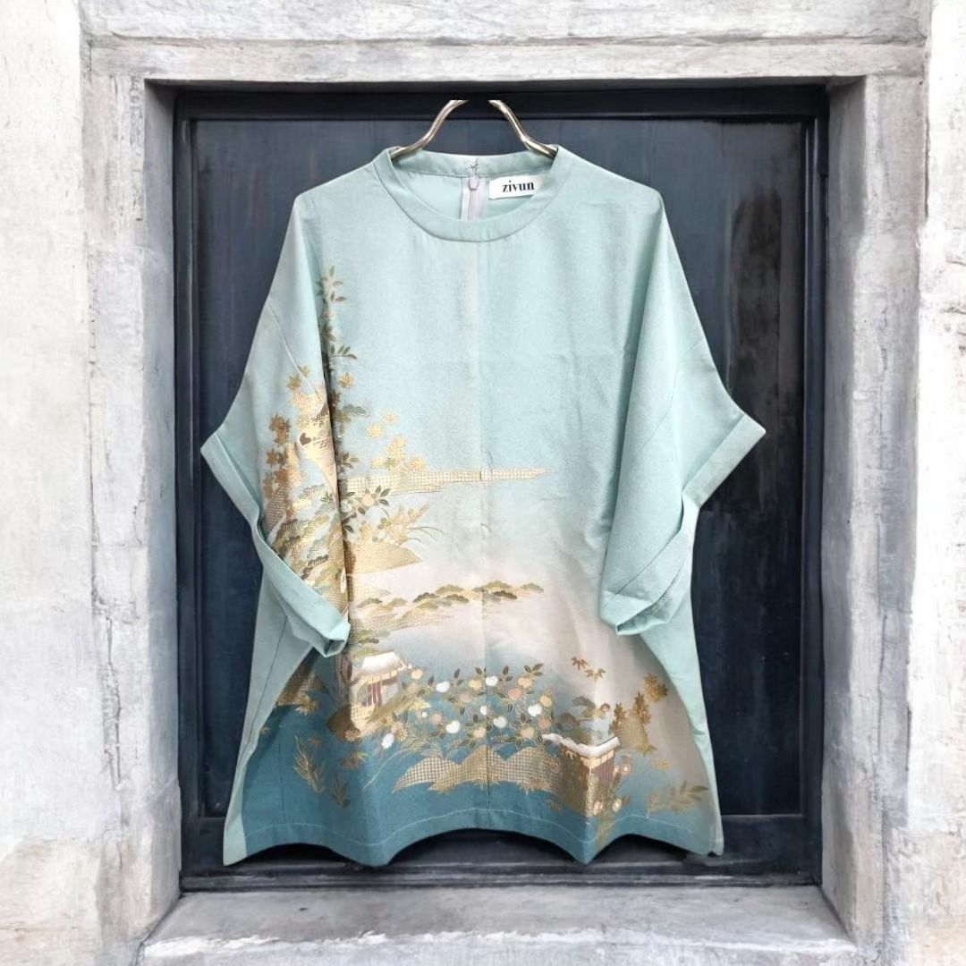 kimono blousse Ariake Garden Recollect store blouse shirt kimono tops pullover remake black kimono kb0013