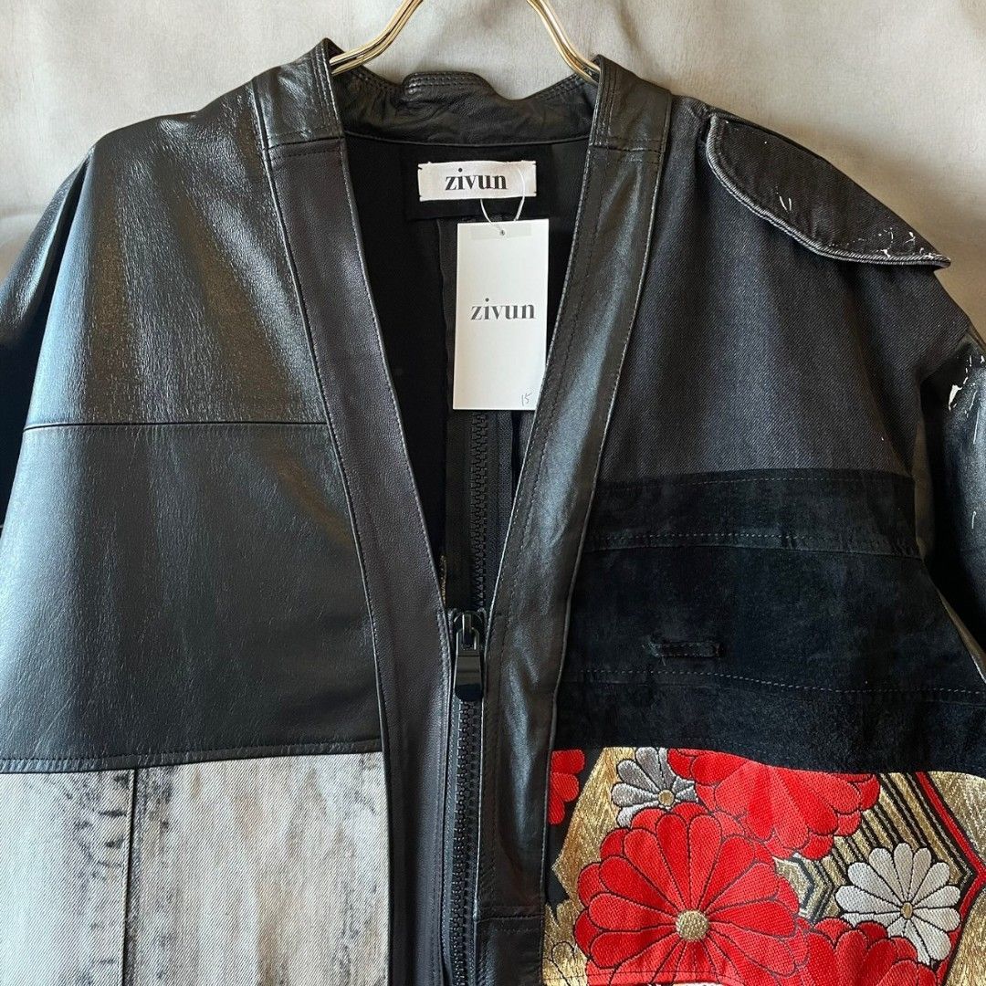 Leather coat, long coat, women's, men's, unisex, reconstructed, remade, denim, distressed, obi, paint, Ao Miyasaka recollect Ariake Garden store