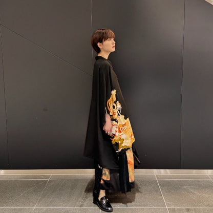 kimono poncho shirts 有明ガーデンrecollect店 着物 黒留袖 シャツ ポンチョ オーバーサイズ 再構築 リメイク remake kps0002