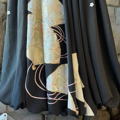 ロングスカート レディース  リメイク 着物 黒留袖 黒 ブラック kimono balloon skirt バルーンスカート recollect有明ガーデン店