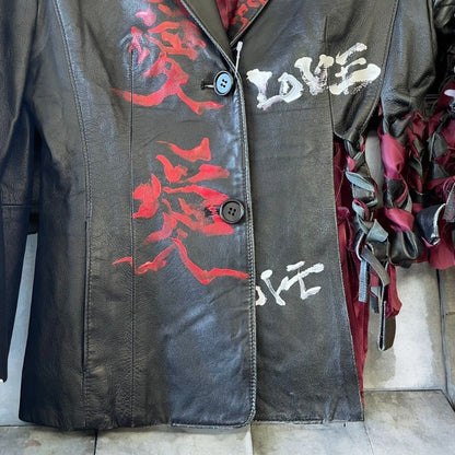 レザージャケット レディース リメイク テーラード ペイント 黒 ブラック remake Ao Miyasaka recollect有明ガーデン店