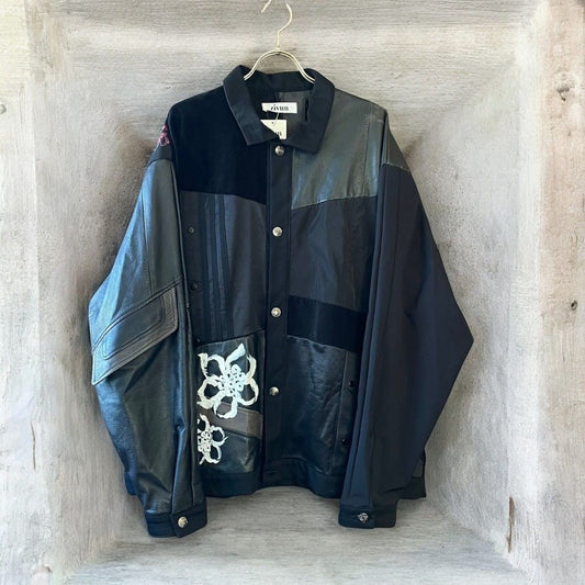 ジャケット メンズ レディース ユニセックス リメイク 再構築 rebuild jacket by Ao Miyasaka コラボ 黒 ブラック ペイント コーチジャケット recollect有明ガーデン店