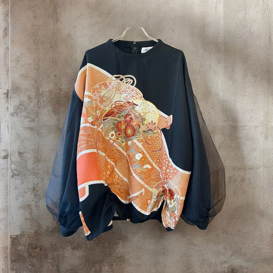 kimono tulle blousse 有明ガーデンrecollect店 着物 ブラウス シャツ チュール 再構築 リメイク remake ktb0005