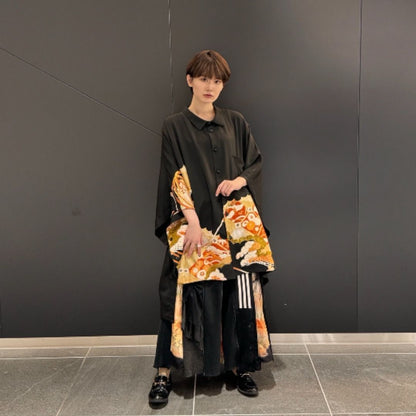 kimono poncho shirts 有明ガーデンrecollect店 着物 黒留袖 シャツ ポンチョ オーバーサイズ 再構築 リメイク remake kps0002